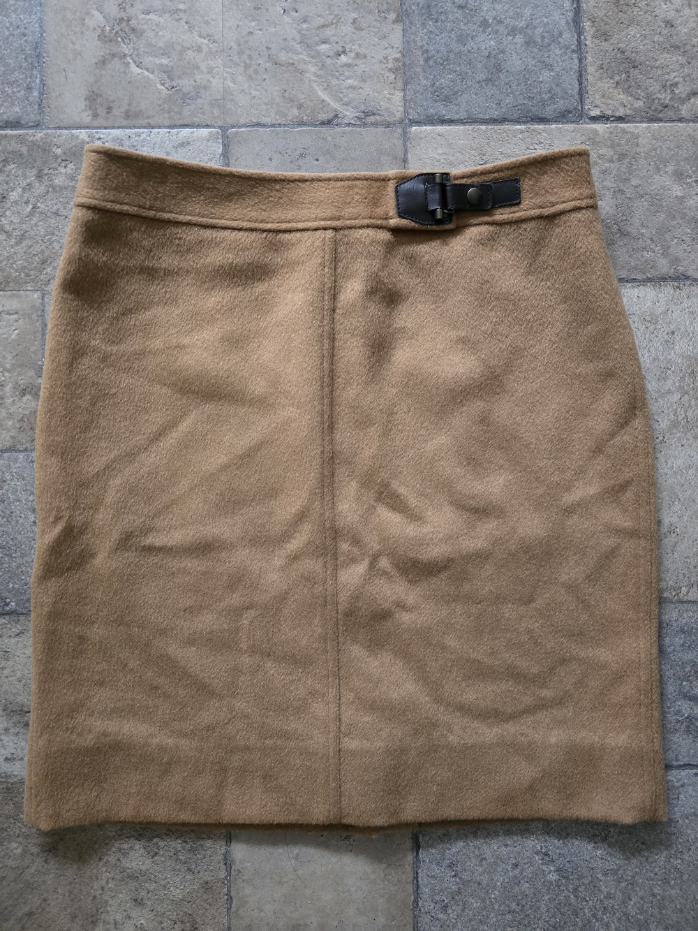 Classic Camel Wool & Cashmere Blend Pencil Skirt